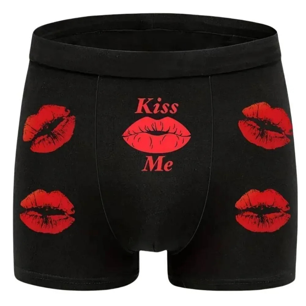 Kiss Me Lips Comfort Stretch Boxer Brief Large -J